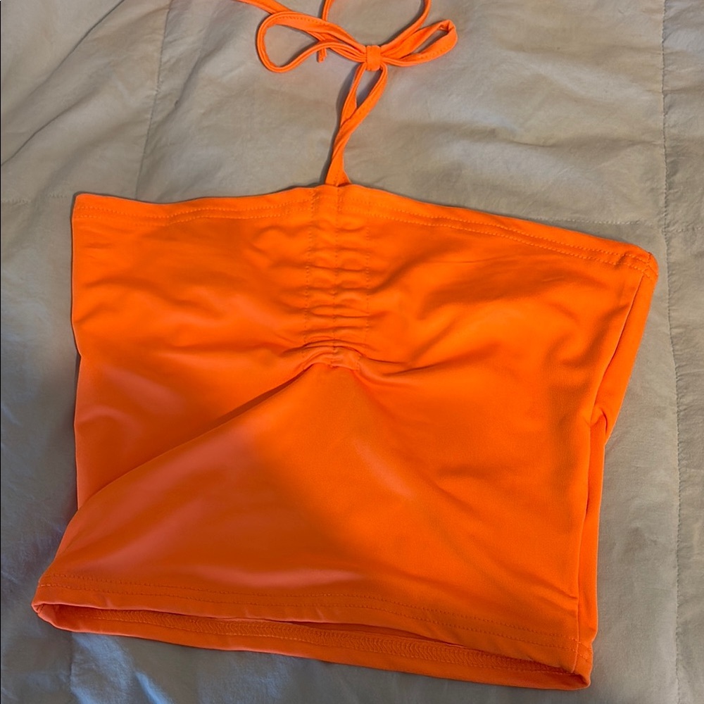 Vibrant Orange Halter Top